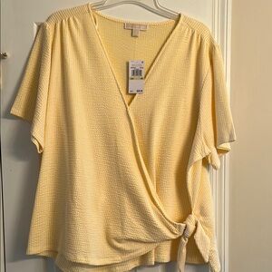 Michael Kors Yellow Wrap Top Size 4X